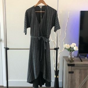 Spence - Lurex Stripe Dolman Sleeve Wrap Dress